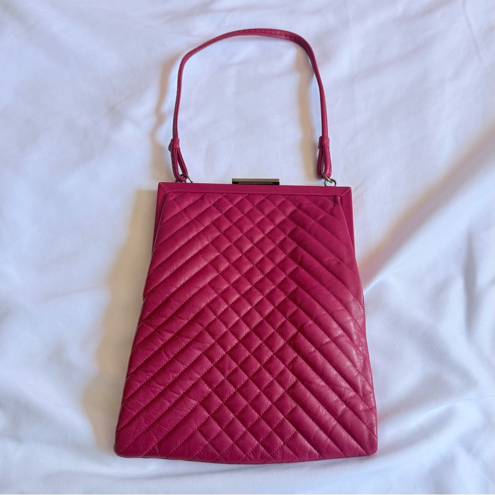 Cynthia Rowley Frame Bag Red Quilted Leather Sz 7’x8’x15’ Mob Wife Approved